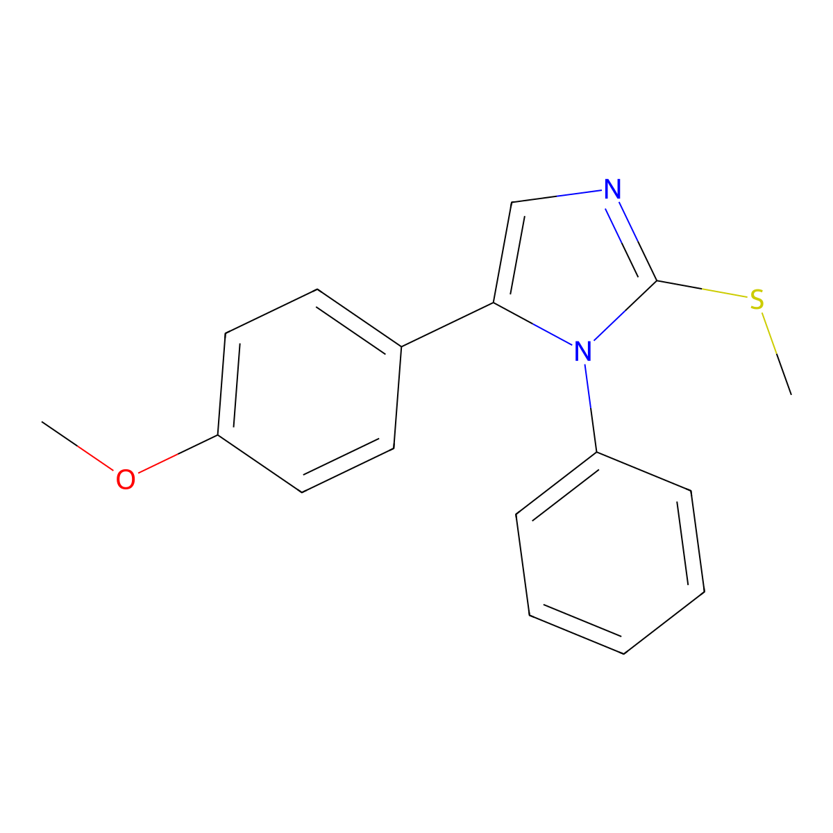 5-(4-methoxyphenyl)-2-(methylthio)-1-phenyl-1H-imidazole molecular structure, CAS 1207040-09-2
