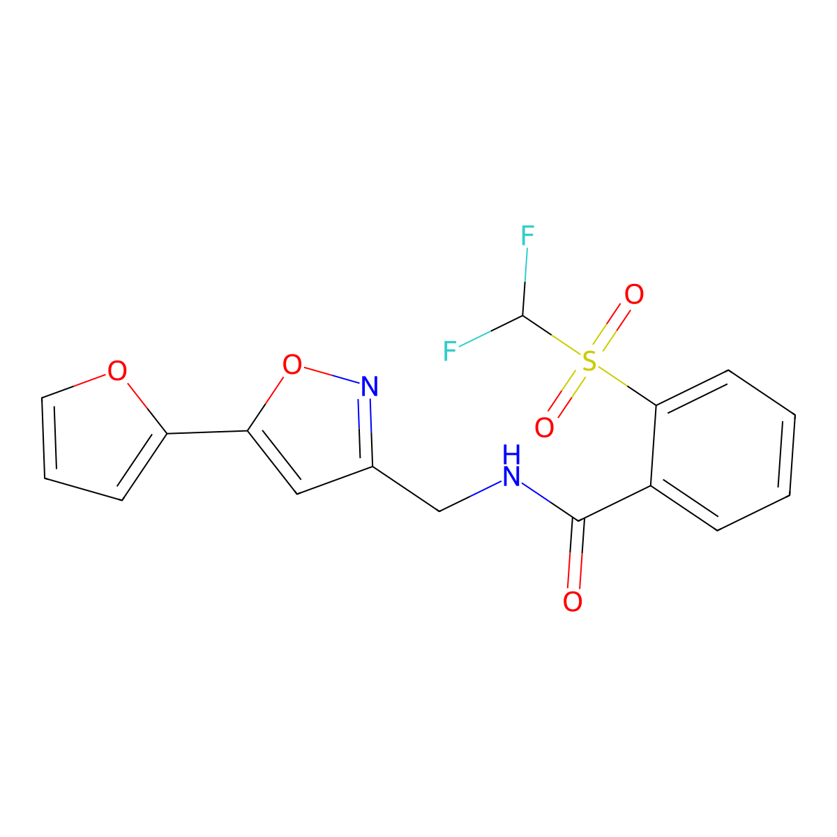 2-((difluoromethyl)sulfonyl)-N-((5-(furan-2-yl)isoxazol-3-yl)methyl)benzamide molecular structure, CAS 1207040-17-2