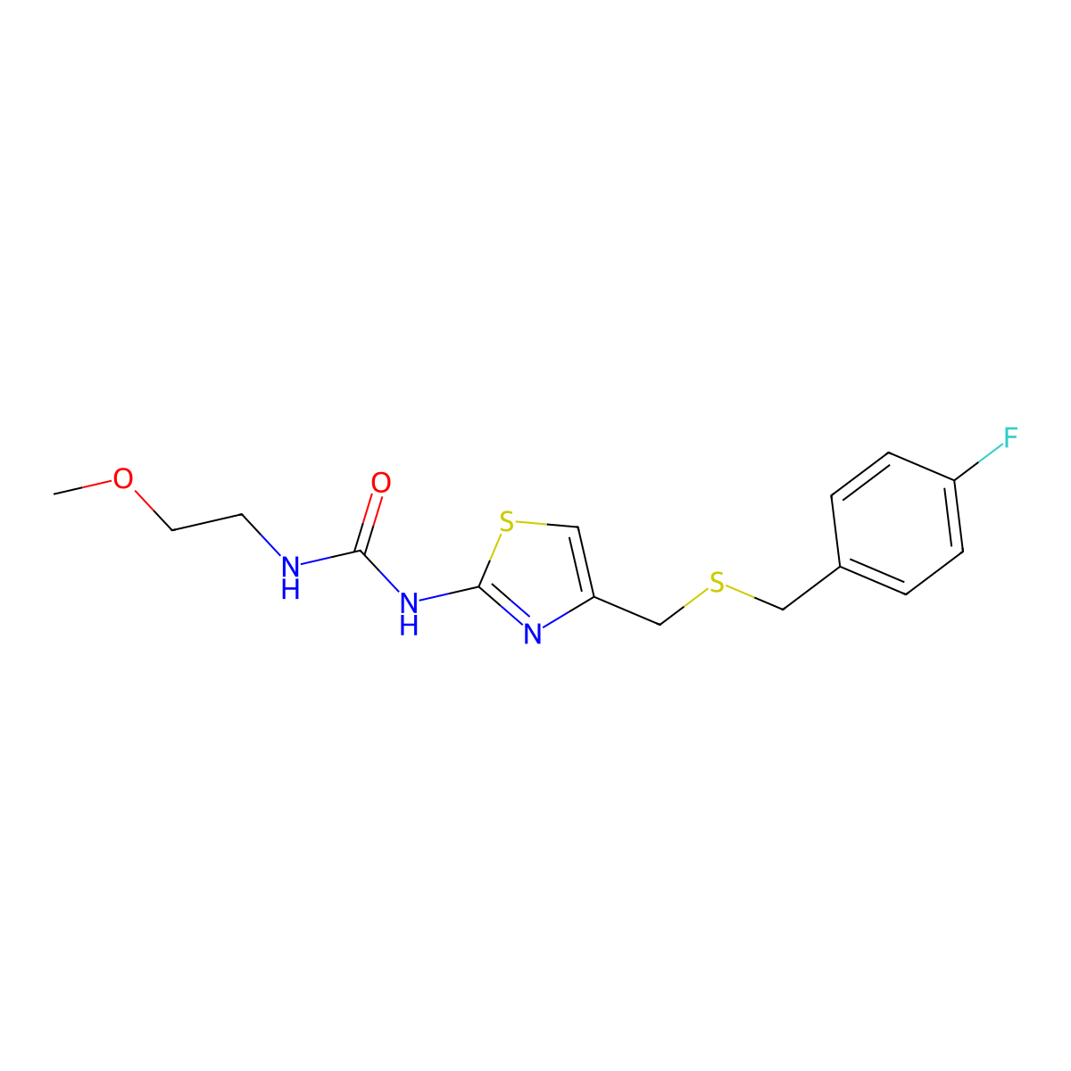 1-(4-(((4-Fluorobenzyl)thio)methyl)thiazol-2-yl)-3-(2-methoxyethyl)urea molecular structure, CAS 1207040-18-3