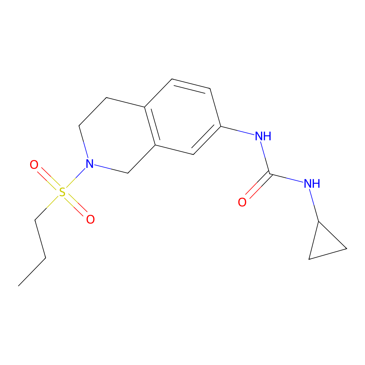 1-Cyclopropyl-3-(2-(propylsulfonyl)-1,2,3,4-tetrahydroisoquinolin-7-yl)urea molecular structure, CAS 1207040-24-1