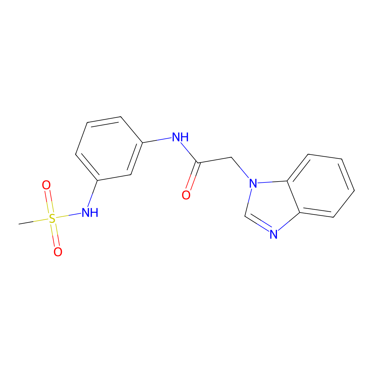 2-(1H-benzo[d]imidazol-1-yl)-N-(3-(methylsulfonamido)phenyl)acetamide molecular structure, CAS 1207040-26-3