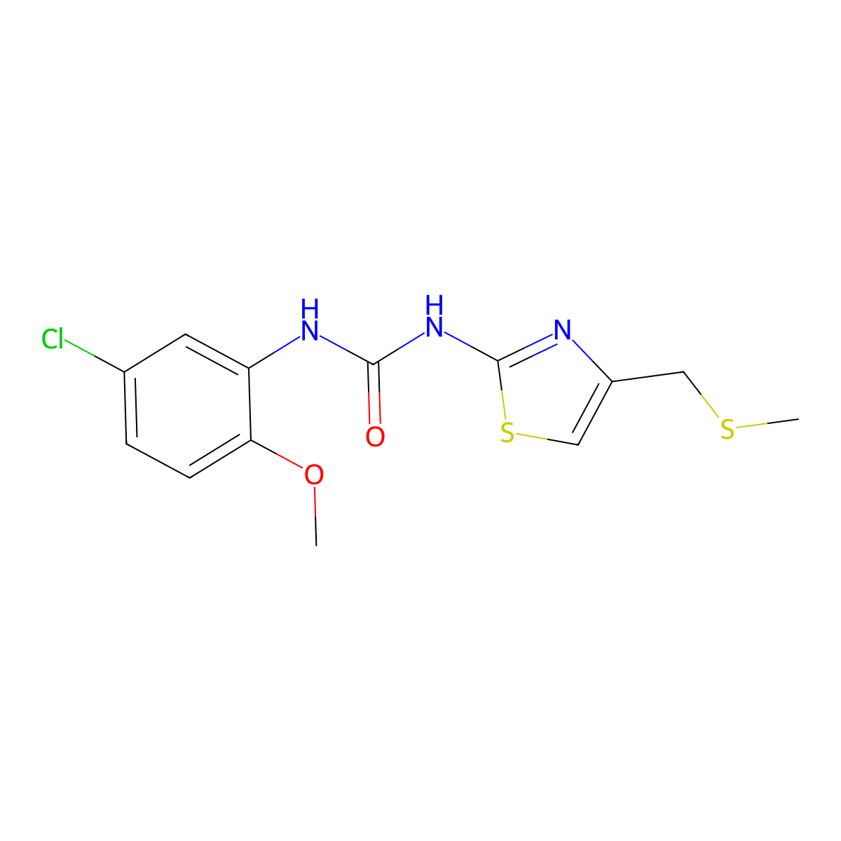1-(5-Chloro-2-methoxyphenyl)-3-(4-((methylthio)methyl)thiazol-2-yl)urea molecular structure, CAS 1207040-34-3