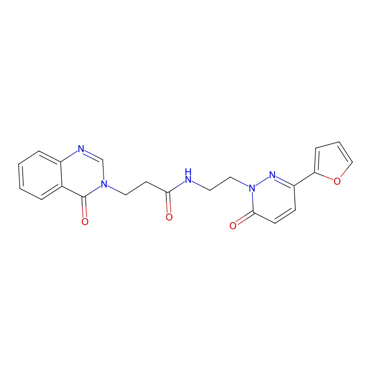 N-(2-(3-(furan-2-yl)-6-oxopyridazin-1(6H)-yl)ethyl)-3-(4-oxoquinazolin-3(4H)-yl)propanamide molecular structure, CAS 1207040-35-4