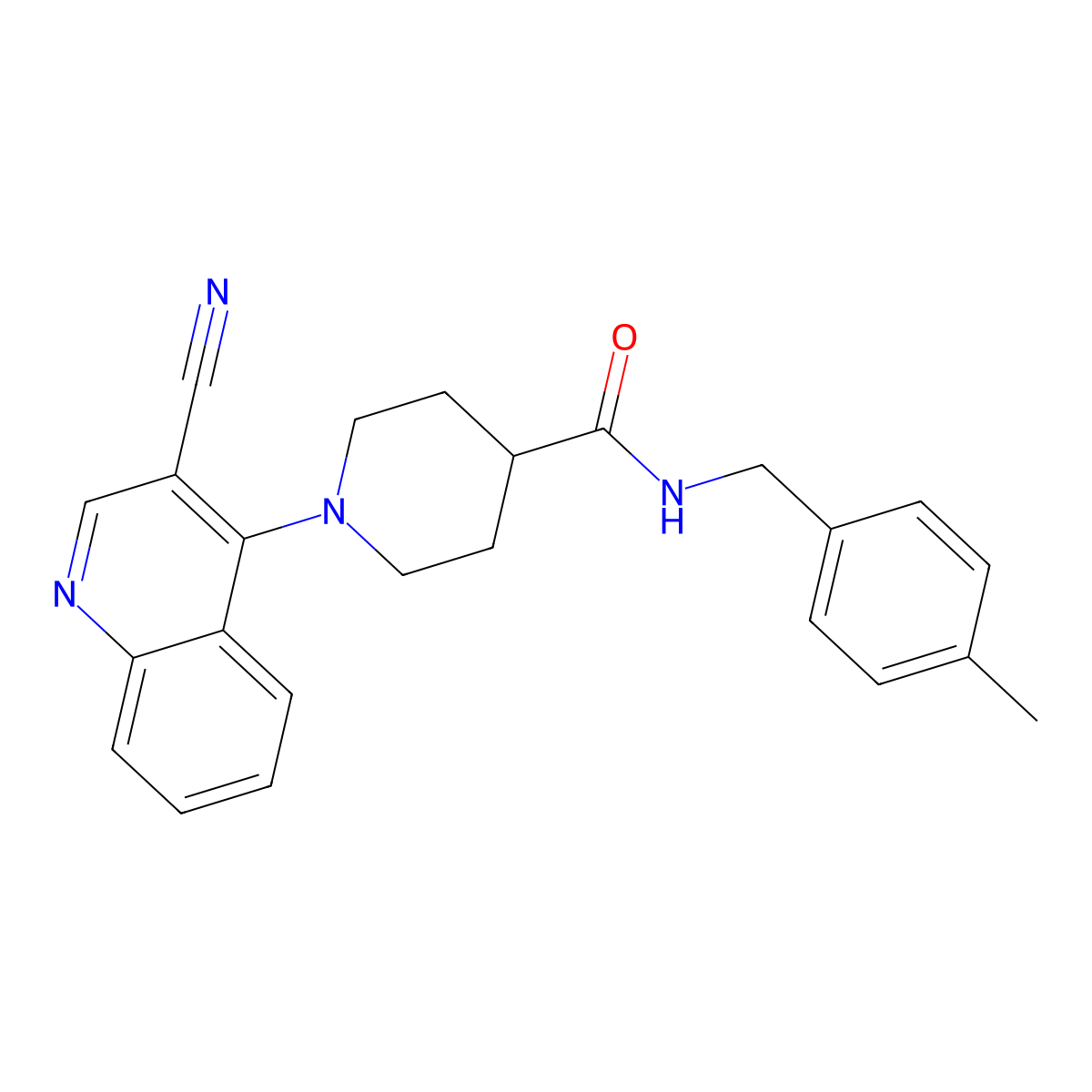 1-(3-cyanoquinolin-4-yl)-N-(4-methylbenzyl)piperidine-4-carboxamide molecular structure, CAS 1207040-36-5