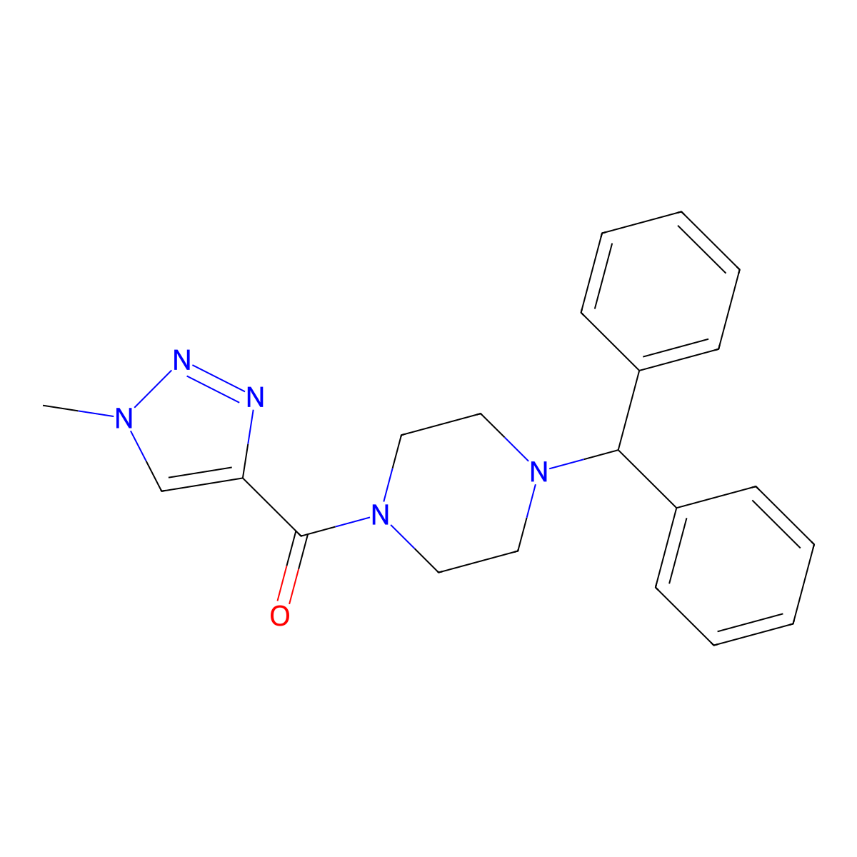 (4-benzhydrylpiperazin-1-yl)(1-methyl-1H-1,2,3-triazol-4-yl)methanone molecular structure, CAS 1207040-41-2