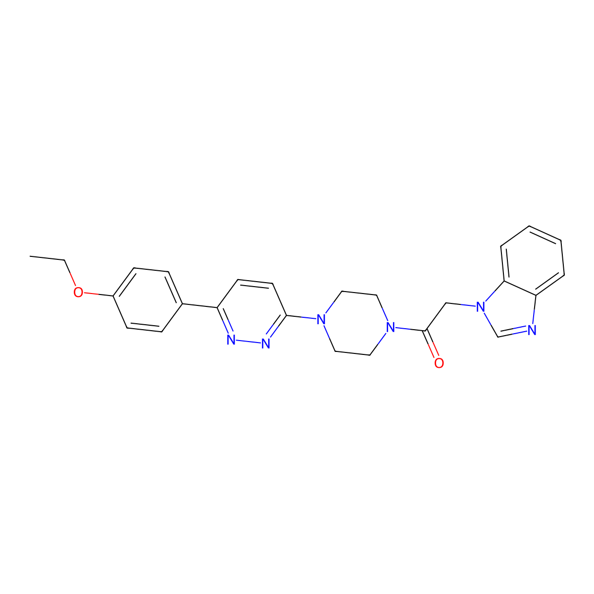 2-(1H-benzo[d]imidazol-1-yl)-1-(4-(6-(4-ethoxyphenyl)pyridazin-3-yl)piperazin-1-yl)ethanone molecular structure, CAS 1207040-45-6