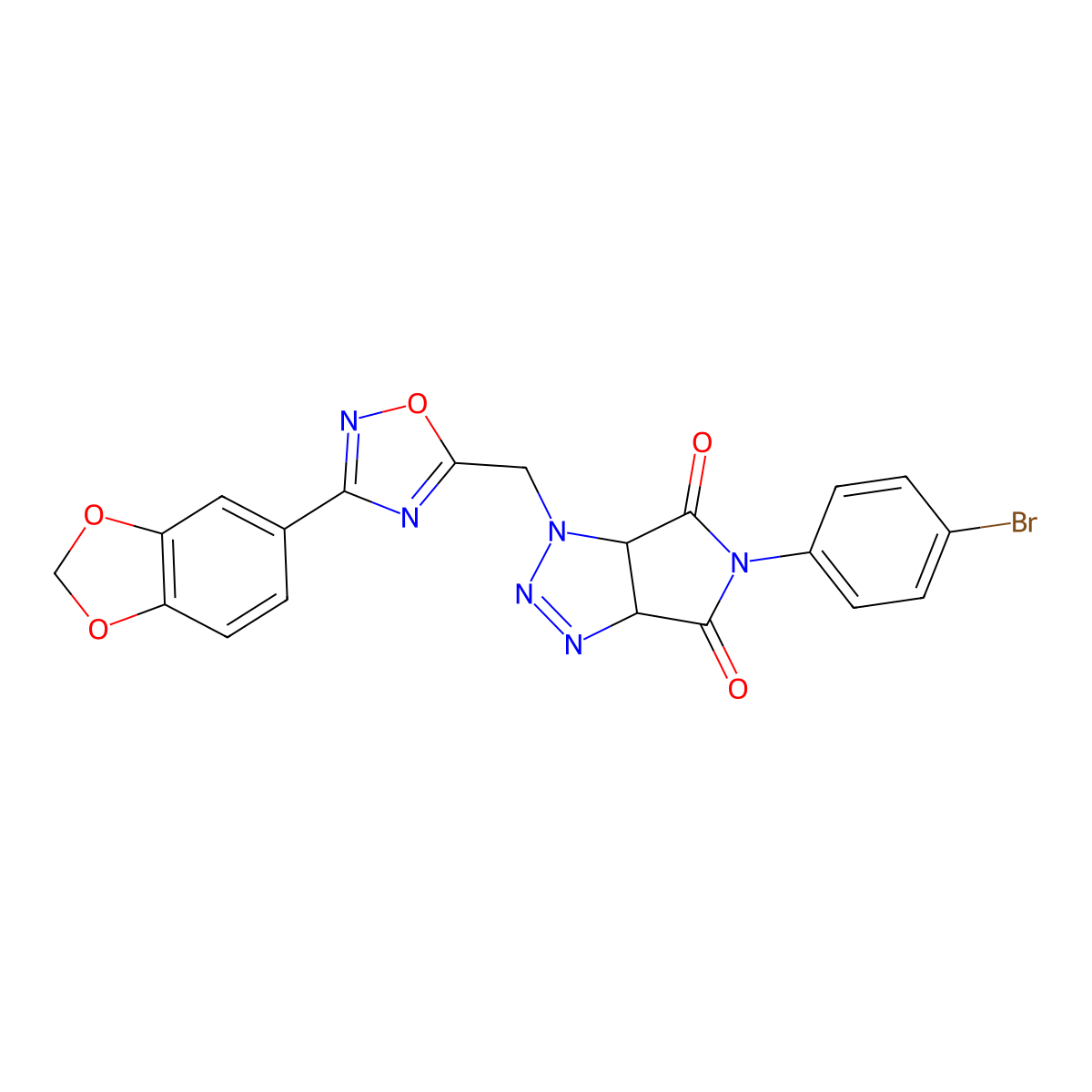 1-((3-(benzo[d][1,3]dioxol-5-yl)-1,2,4-oxadiazol-5-yl)methyl)-5-(4-bromophenyl)-1,6a-dihydropyrrolo[3,4-d][1,2,3]triazole-4,6(3aH,5H)-dione molecular structure, CAS 1207040-46-7