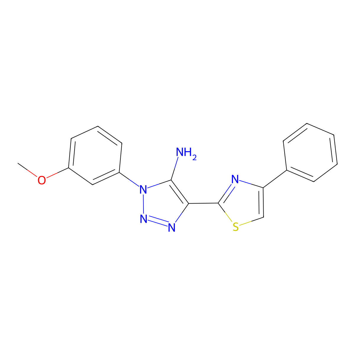 1-(3-methoxyphenyl)-4-(4-phenylthiazol-2-yl)-1H-1,2,3-triazol-5-amine molecular structure, CAS 1207040-48-9