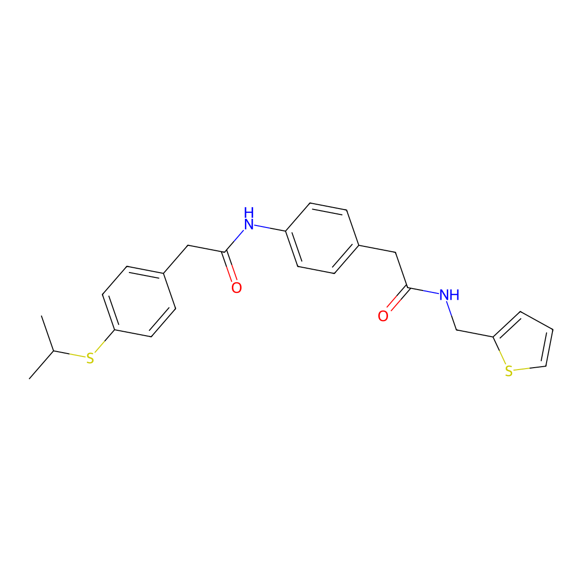 2-(4-(isopropylthio)phenyl)-N-(4-(2-oxo-2-((thiophen-2-ylmethyl)amino)ethyl)phenyl)acetamide molecular structure, CAS 1207040-52-5