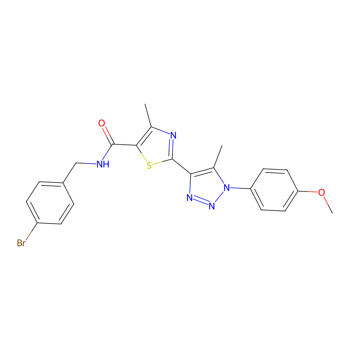 N-(4-bromobenzyl)-2-(1-(4-methoxyphenyl)-5-methyl-1H-1,2,3-triazol-4-yl)-4-methylthiazole-5-carboxamide molecular structure, CAS 1207040-54-7