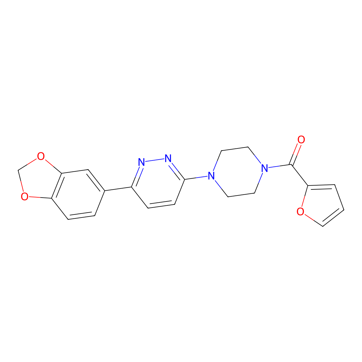 (4-(6-(Benzo[d][1,3]dioxol-5-yl)pyridazin-3-yl)piperazin-1-yl)(furan-2-yl)methanone molecular structure, CAS 1207040-58-1