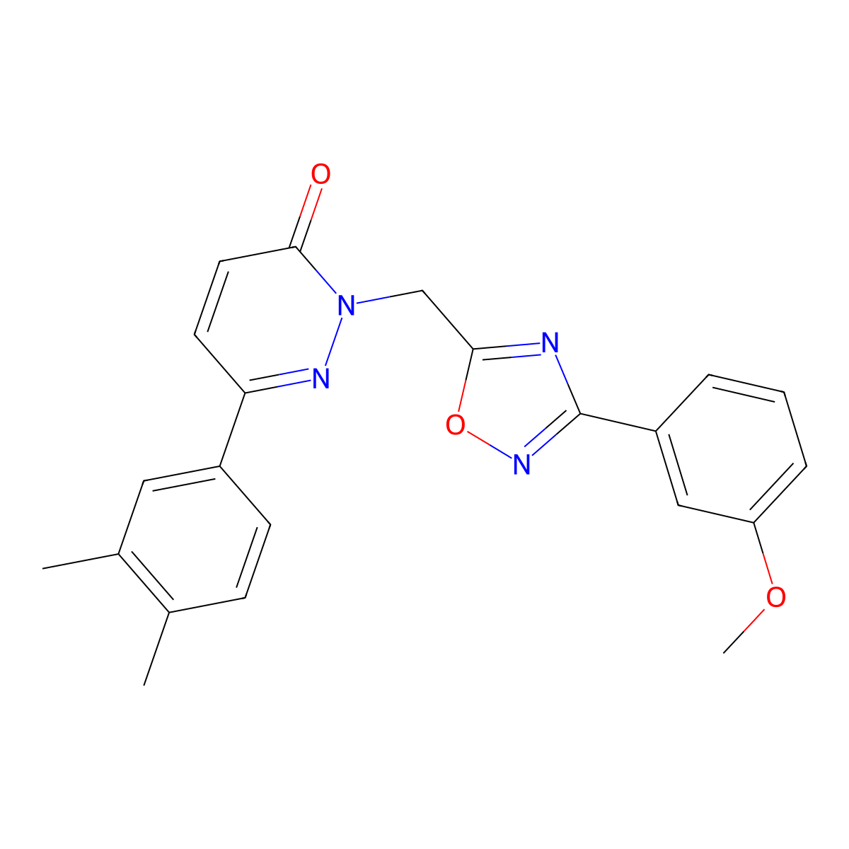 6-(3,4-dimethylphenyl)-2-((3-(3-methoxyphenyl)-1,2,4-oxadiazol-5-yl)methyl)pyridazin-3(2H)-one molecular structure, CAS 1207040-60-5