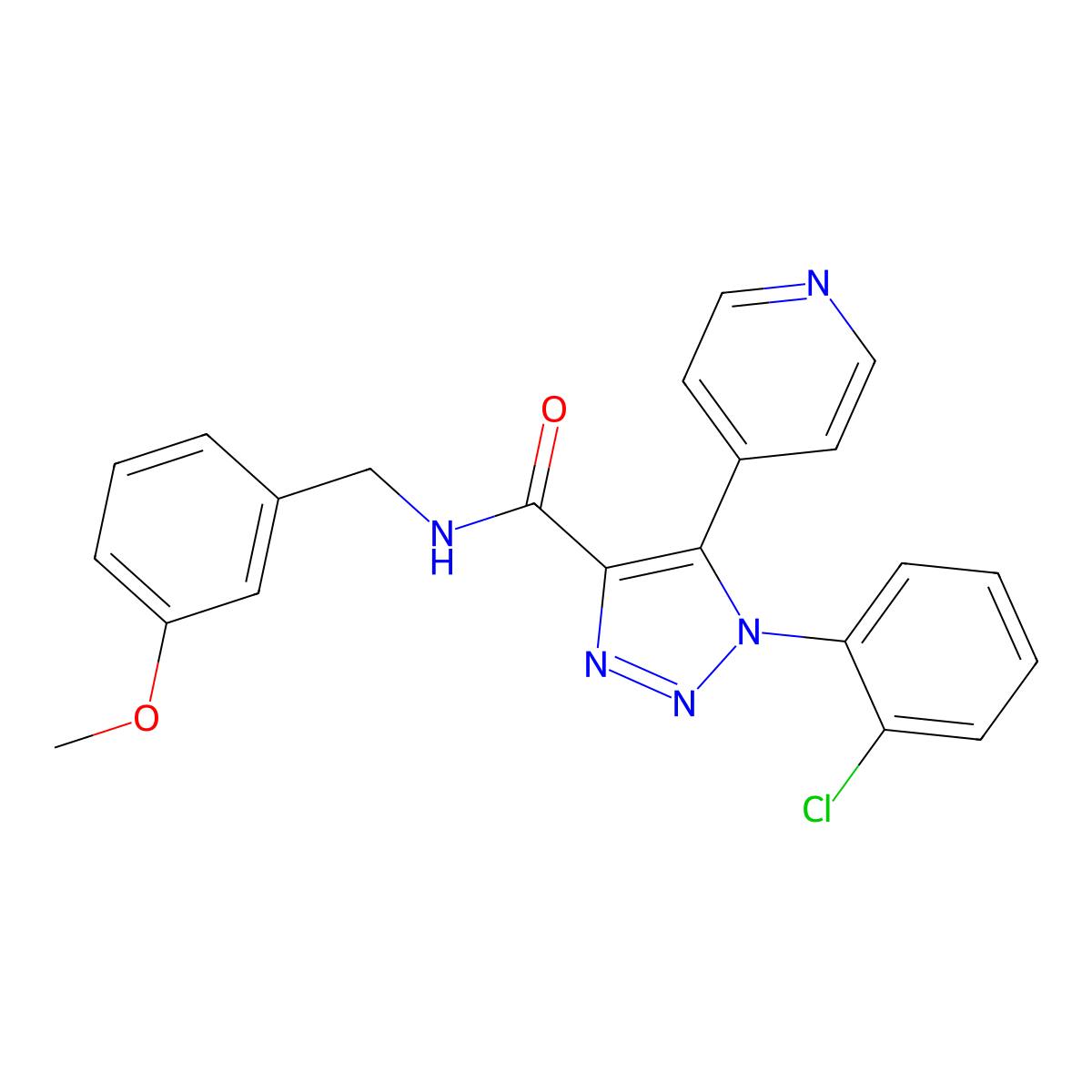 1-(2-chlorophenyl)-N-[(3-methoxyphenyl)methyl]-5-(pyridin-4-yl)-1H-1,2,3-triazole-4-carboxamide molecular structure, CAS 1207040-62-7