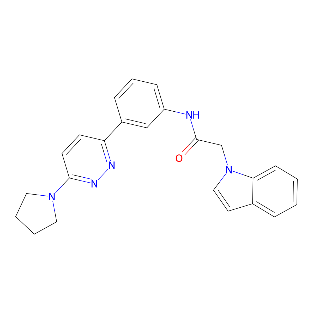 2-(1H-indol-1-yl)-N-{3-[6-(pyrrolidin-1-yl)pyridazin-3-yl]phenyl}acetamide molecular structure, CAS 1207040-64-9