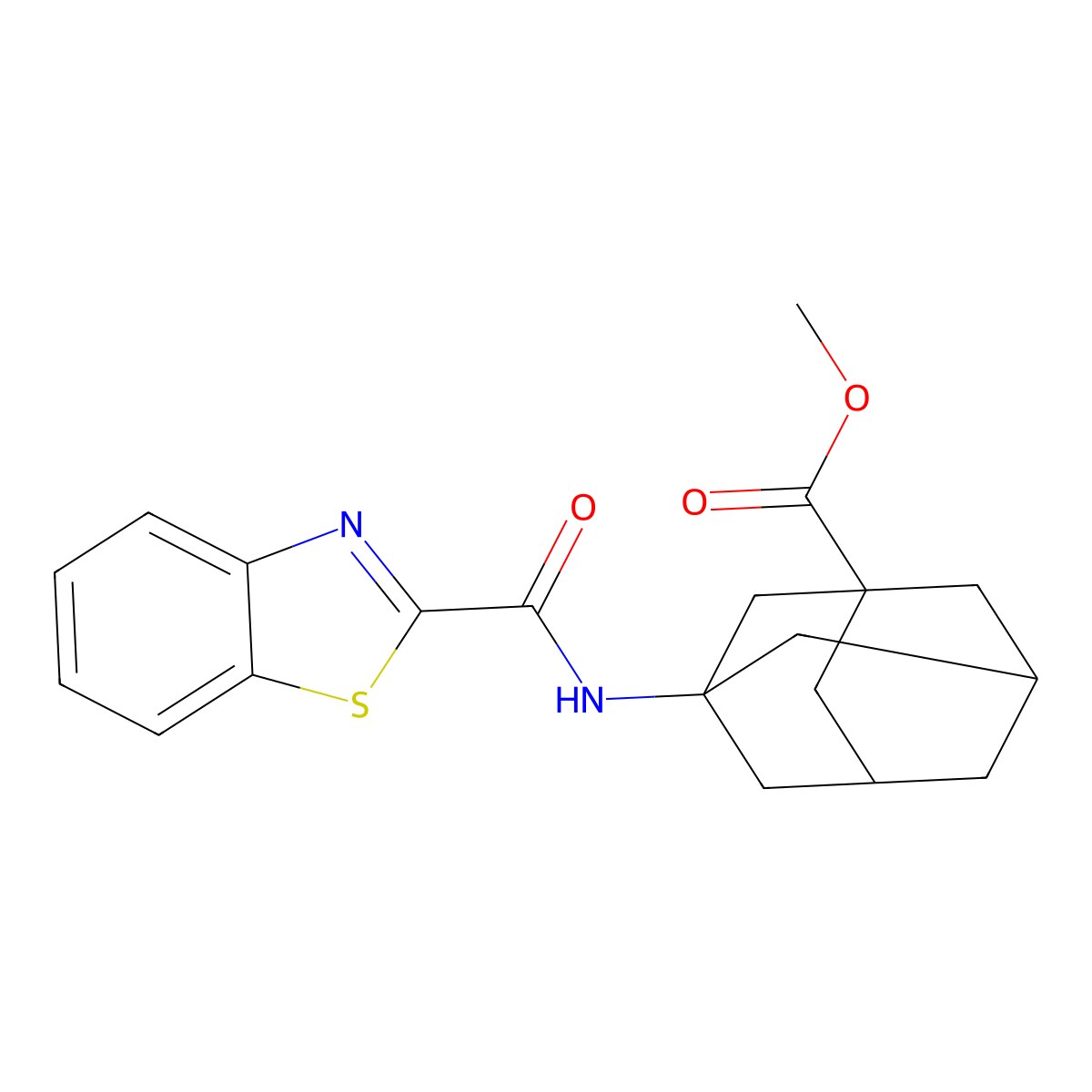 Methyl 3-(1,3-benzothiazole-2-amido)adamantane-1-carboxylate molecular structure, CAS 1207040-71-8
