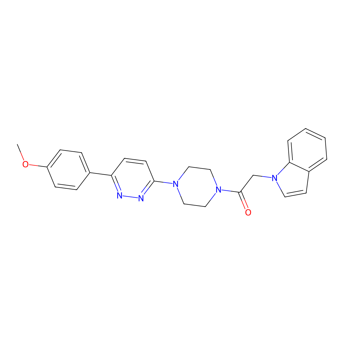 2-(1H-indol-1-yl)-1-(4-(6-(4-methoxyphenyl)pyridazin-3-yl)piperazin-1-yl)ethanone molecular structure, CAS 1207040-73-0