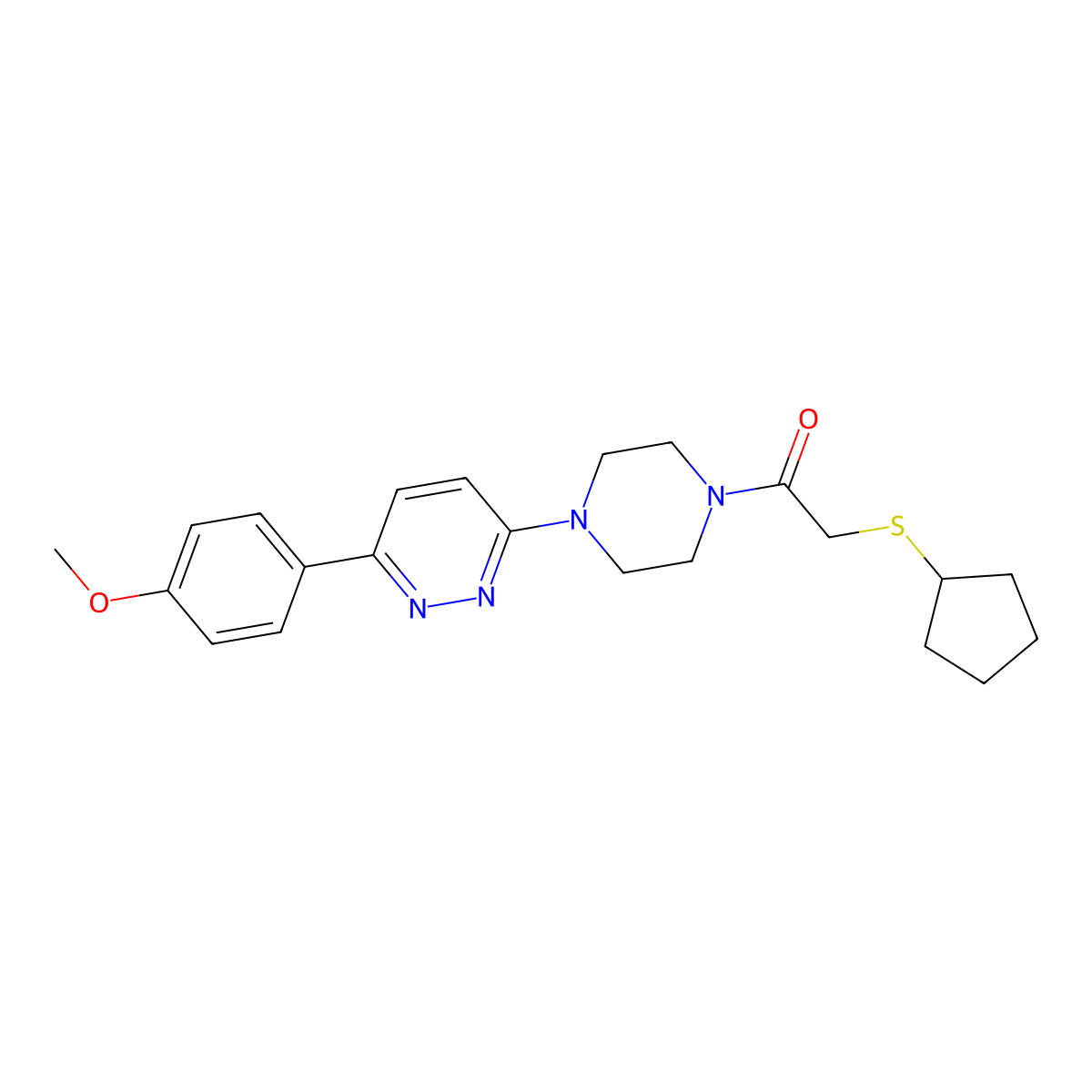 2-(Cyclopentylthio)-1-(4-(6-(4-methoxyphenyl)pyridazin-3-yl)piperazin-1-yl)ethanone molecular structure, CAS 1207040-78-5