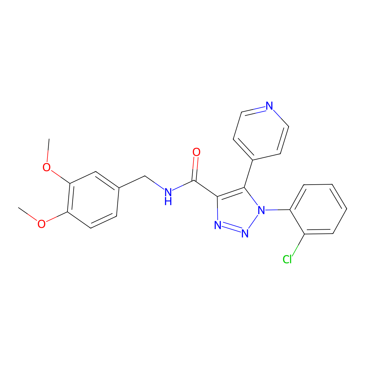 1-(2-chlorophenyl)-N-[(3,4-dimethoxyphenyl)methyl]-5-(pyridin-4-yl)-1H-1,2,3-triazole-4-carboxamide molecular structure, CAS 1207040-82-1