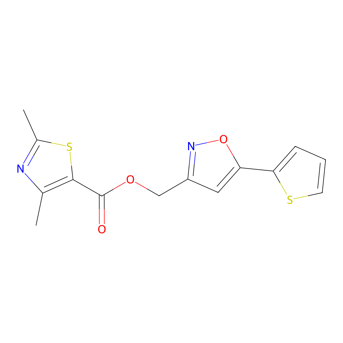 (5-(Thiophen-2-yl)isoxazol-3-yl)methyl 2,4-dimethylthiazole-5-carboxylate molecular structure, CAS 1207040-87-6