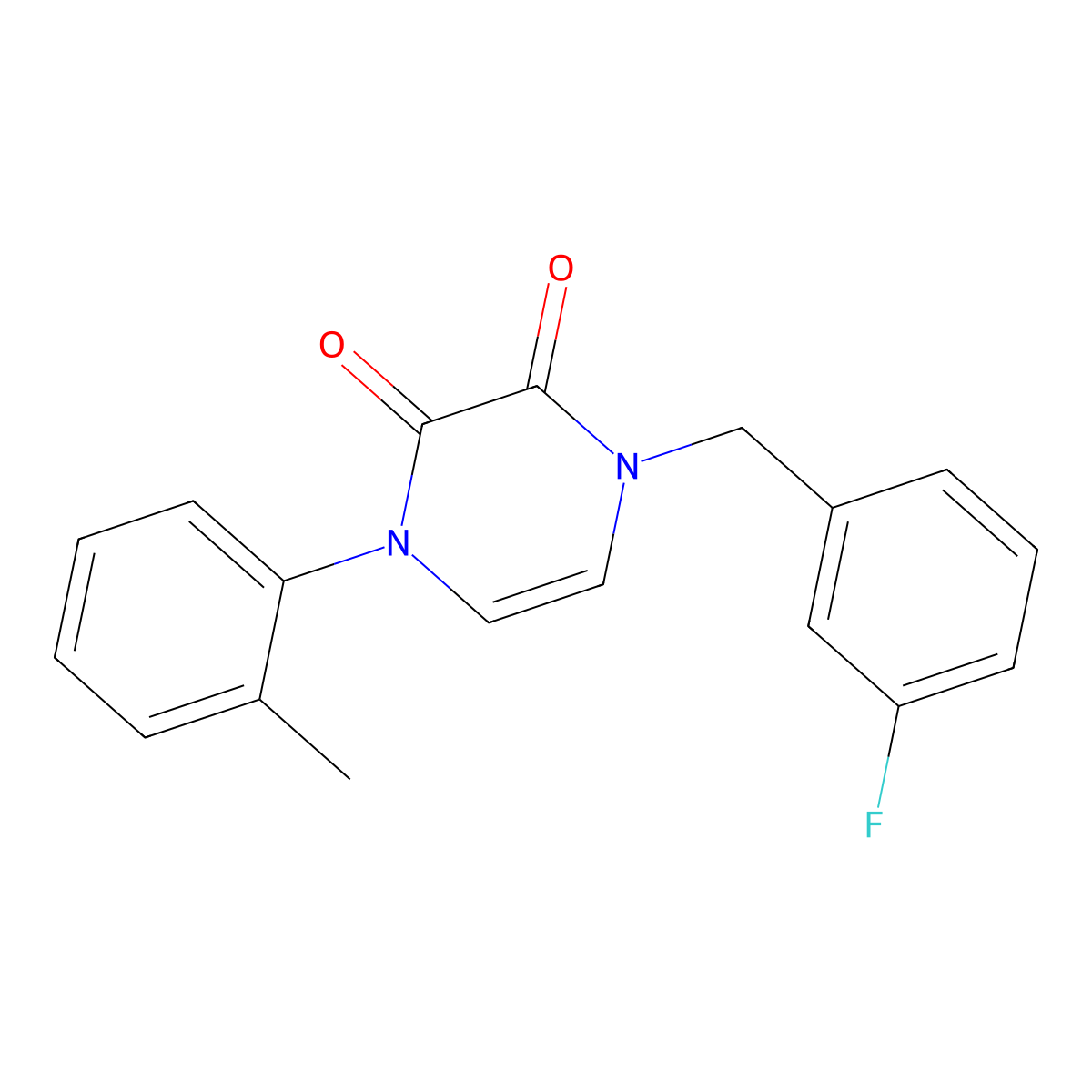 1-(3-fluorobenzyl)-4-(o-tolyl)pyrazine-2,3(1H,4H)-dione molecular structure, CAS 1207040-93-4