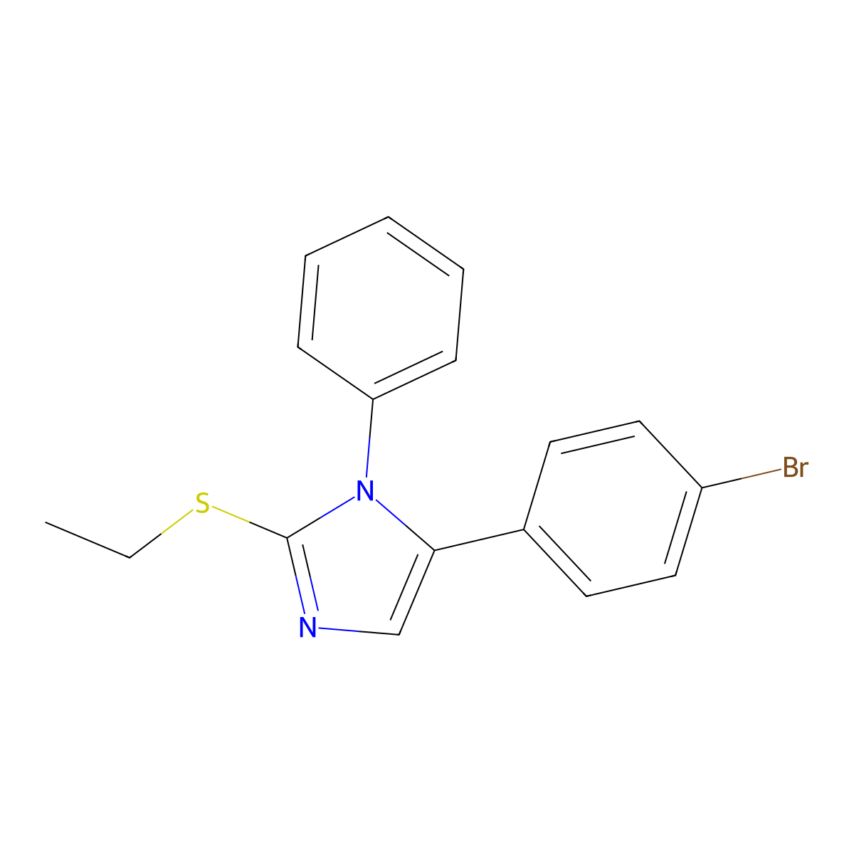 5-(4-bromophenyl)-2-(ethylthio)-1-phenyl-1H-imidazole molecular structure, CAS 1207040-98-9