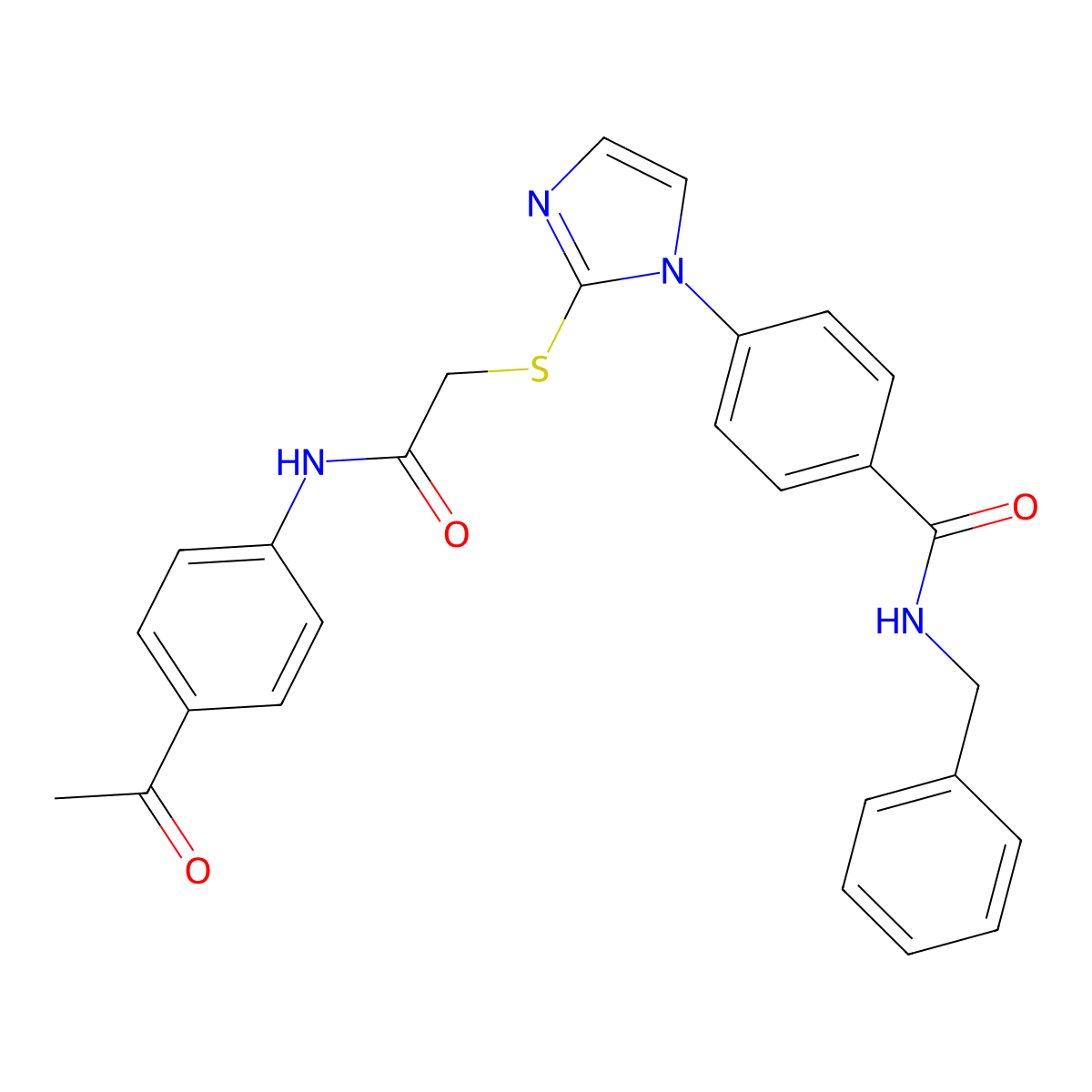 4-[2-({[(4-acetylphenyl)carbamoyl]methyl}sulfanyl)-1H-imidazol-1-yl]-N-benzylbenzamide molecular structure, CAS 1207041-00-6