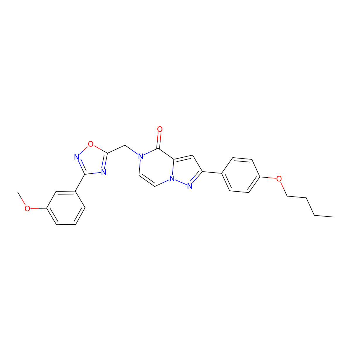 2-(4-butoxyphenyl)-5-{[3-(3-methoxyphenyl)-1,2,4-oxadiazol-5-yl]methyl}-4H,5H-pyrazolo[1,5-a]pyrazin-4-one molecular structure, CAS 1207041-02-8