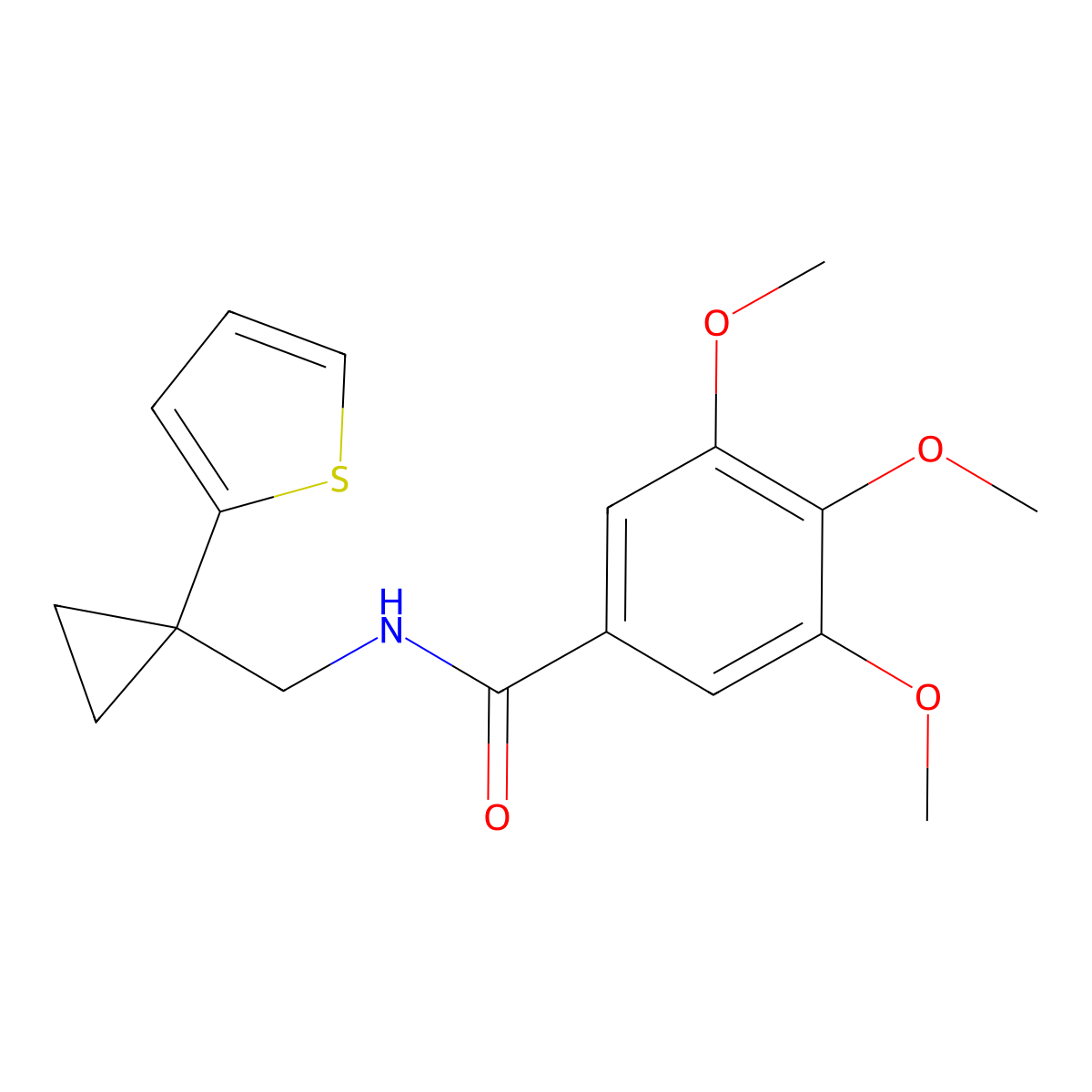 3,4,5-trimethoxy-N-{[1-(thiophen-2-yl)cyclopropyl]methyl}benzamide molecular structure, CAS 1207041-05-1