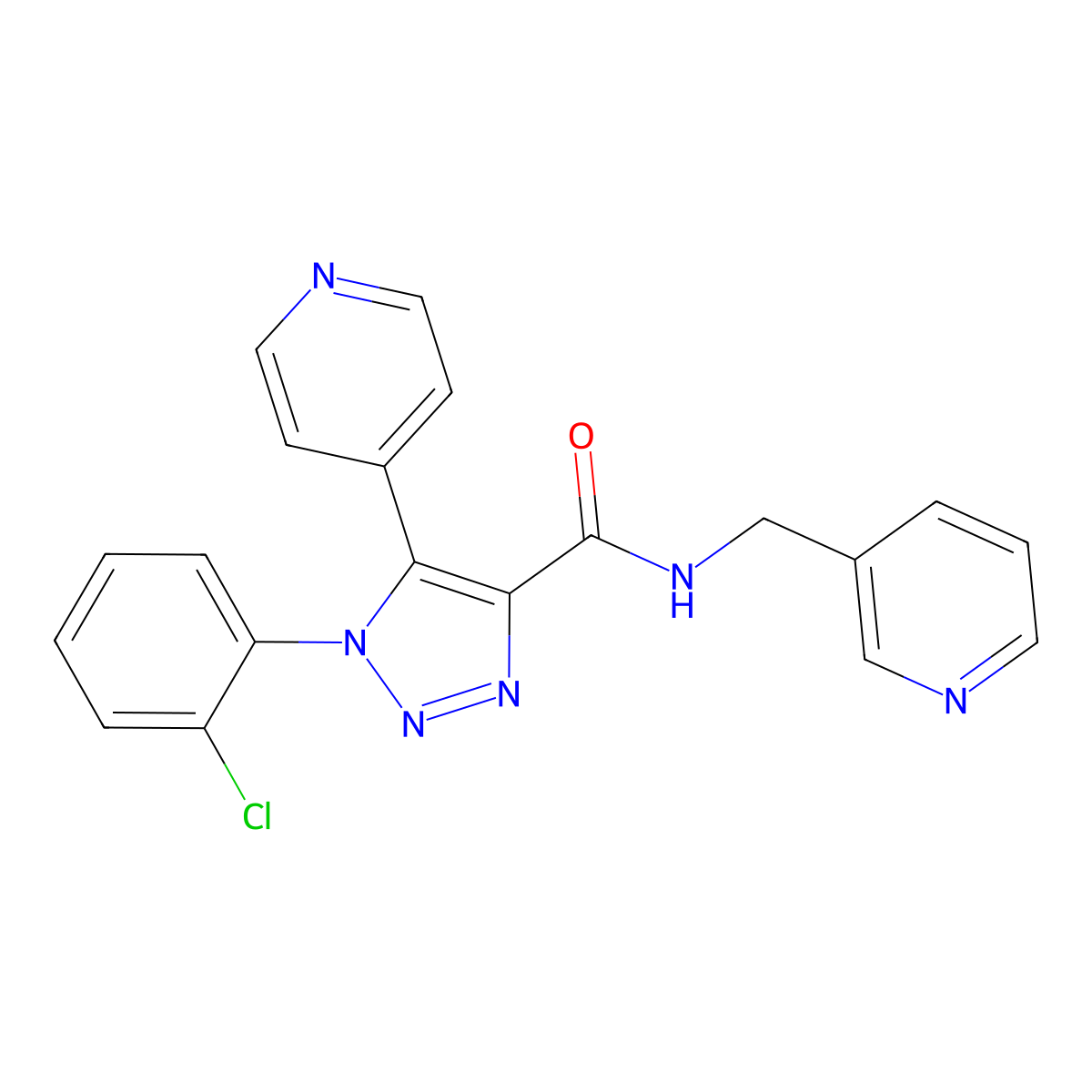 1-(2-chlorophenyl)-N-[(pyridin-3-yl)methyl]-5-(pyridin-4-yl)-1H-1,2,3-triazole-4-carboxamide molecular structure, CAS 1207041-08-4