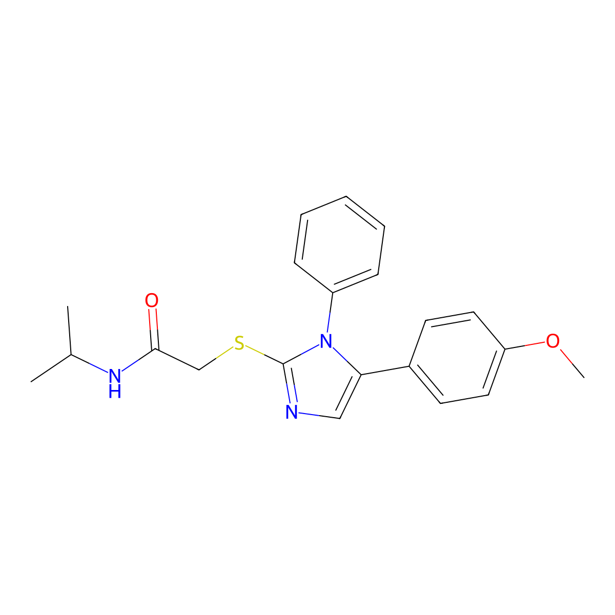 N-isopropyl-2-((5-(4-methoxyphenyl)-1-phenyl-1H-imidazol-2-yl)thio)acetamide molecular structure, CAS 1207041-09-5