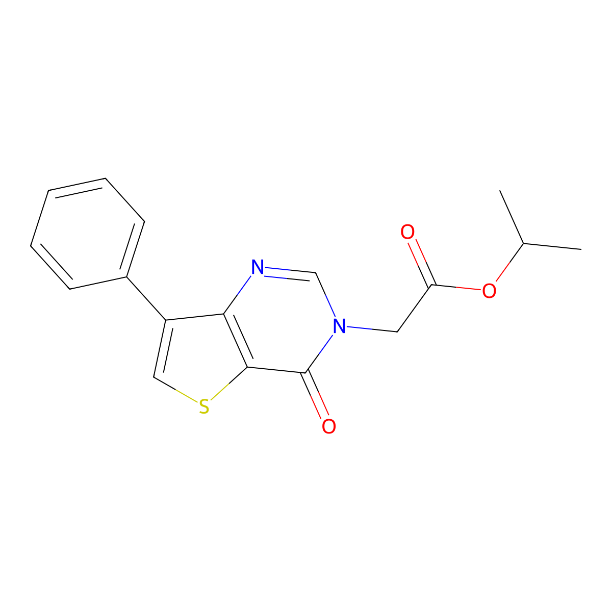 isopropyl 2-(4-oxo-7-phenylthieno[3,2-d]pyrimidin-3(4H)-yl)acetate molecular structure, CAS 1207041-10-8
