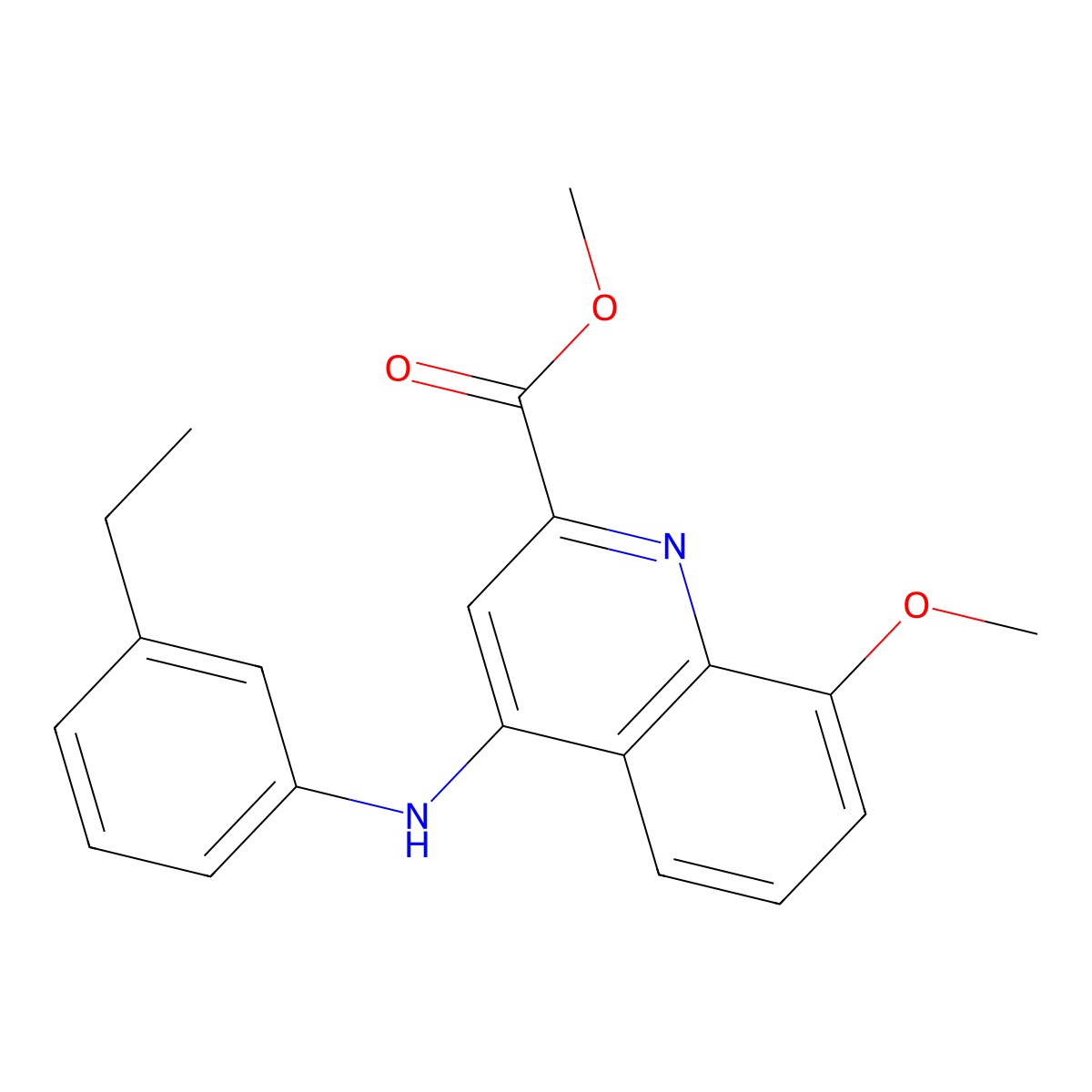 Methyl 4-((3-ethylphenyl)amino)-8-methoxyquinoline-2-carboxylate molecular structure, CAS 1207041-17-5
