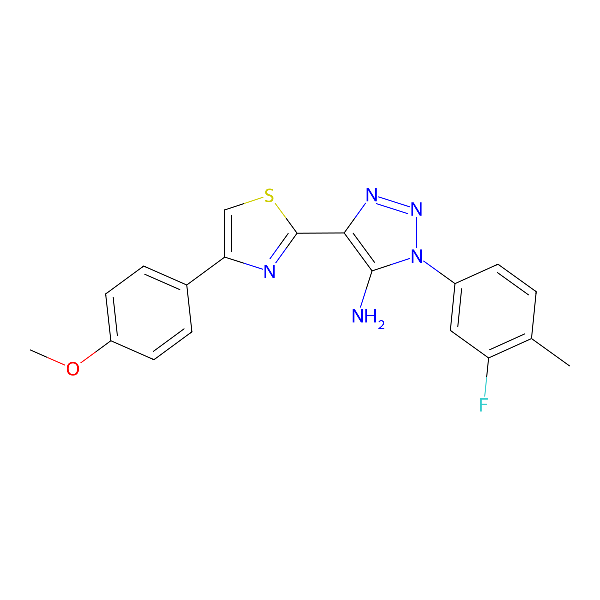 1-(3-fluoro-4-methylphenyl)-4-[4-(4-methoxyphenyl)-1,3-thiazol-2-yl]-1H-1,2,3-triazol-5-amine molecular structure, CAS 1207041-28-8