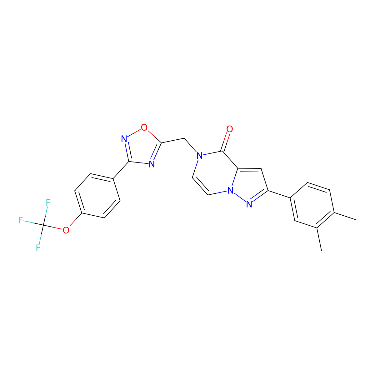 2-(3,4-dimethylphenyl)-5-((3-(4-(trifluoromethoxy)phenyl)-1,2,4-oxadiazol-5-yl)methyl)pyrazolo[1,5-a]pyrazin-4(5H)-one molecular structure, CAS 1207041-31-3