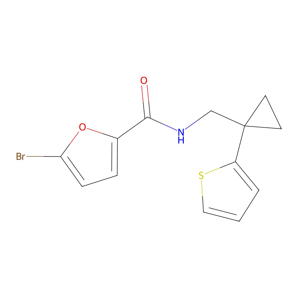 5-bromo-N-((1-(thiophen-2-yl)cyclopropyl)methyl)furan-2-carboxamide molecular structure, CAS 1207041-35-7
