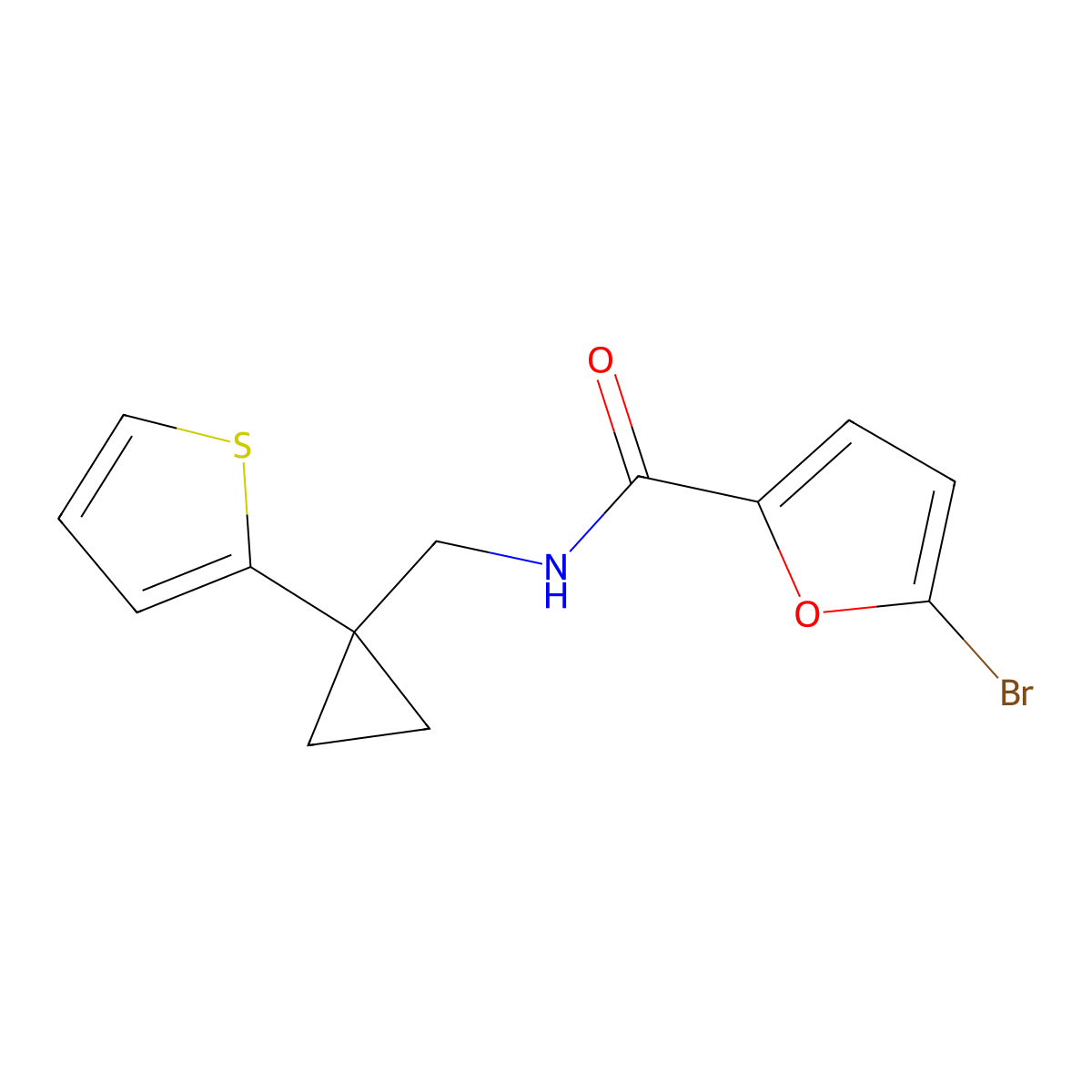 5-bromo-N-((1-(thiophen-2-yl)cyclopropyl)methyl)furan-2-carboxamide molecular structure, CAS 1207041-35-7