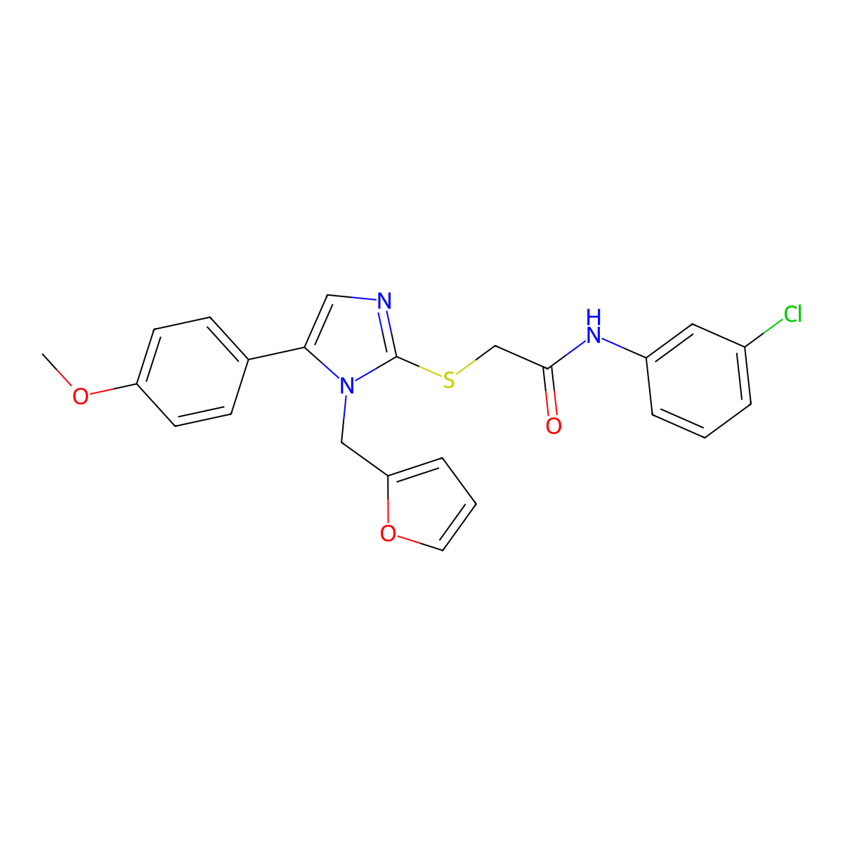 N-(3-chlorophenyl)-2-((1-(furan-2-ylmethyl)-5-(4-methoxyphenyl)-1H-imidazol-2-yl)thio)acetamide molecular structure, CAS 1207041-38-0