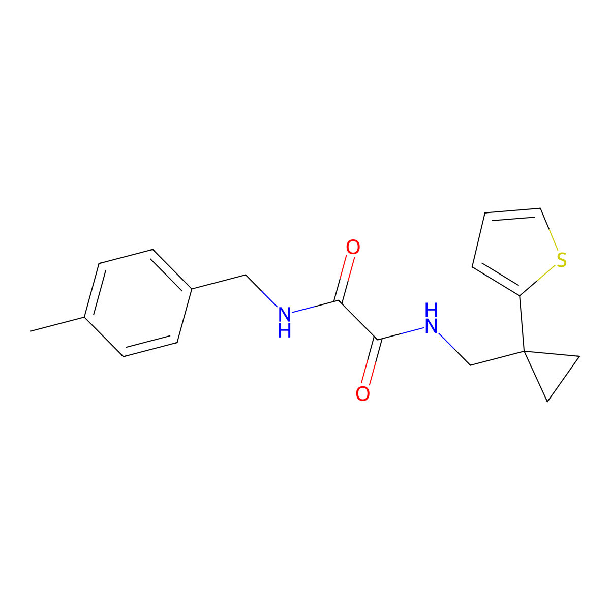 N1-(4-methylbenzyl)-N2-((1-(thiophen-2-yl)cyclopropyl)methyl)oxalamide molecular structure, CAS 1207041-40-4