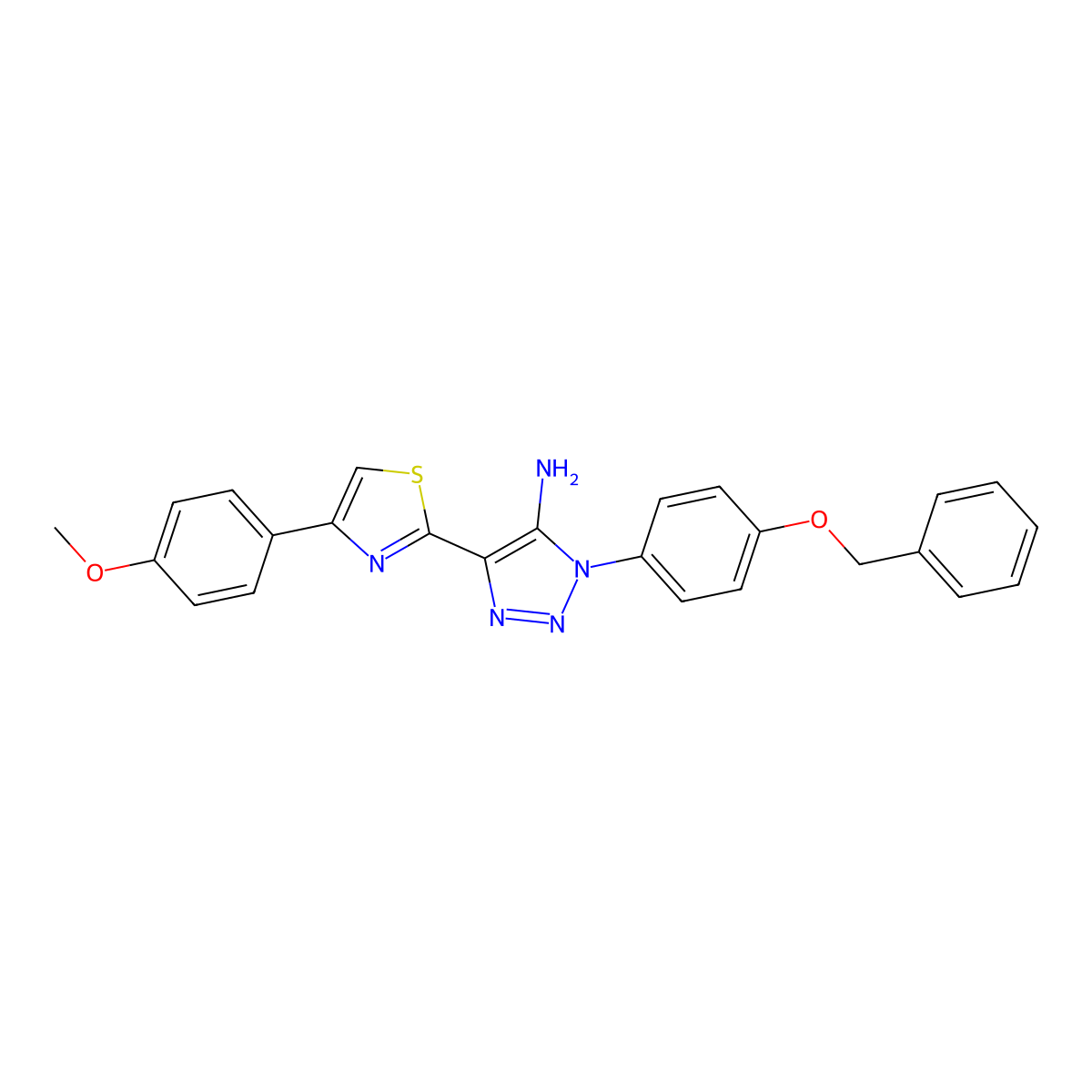 1-[4-(benzyloxy)phenyl]-4-[4-(4-methoxyphenyl)-1,3-thiazol-2-yl]-1H-1,2,3-triazol-5-amine molecular structure, CAS 1207041-43-7