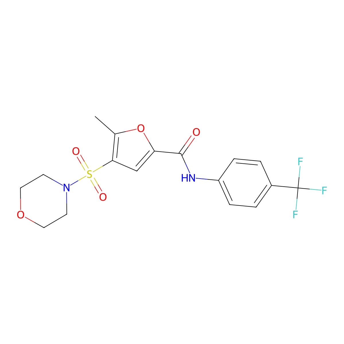 5-methyl-4-(morpholinosulfonyl)-N-(4-(trifluoromethyl)phenyl)furan-2-carboxamide molecular structure, CAS 1207041-44-8