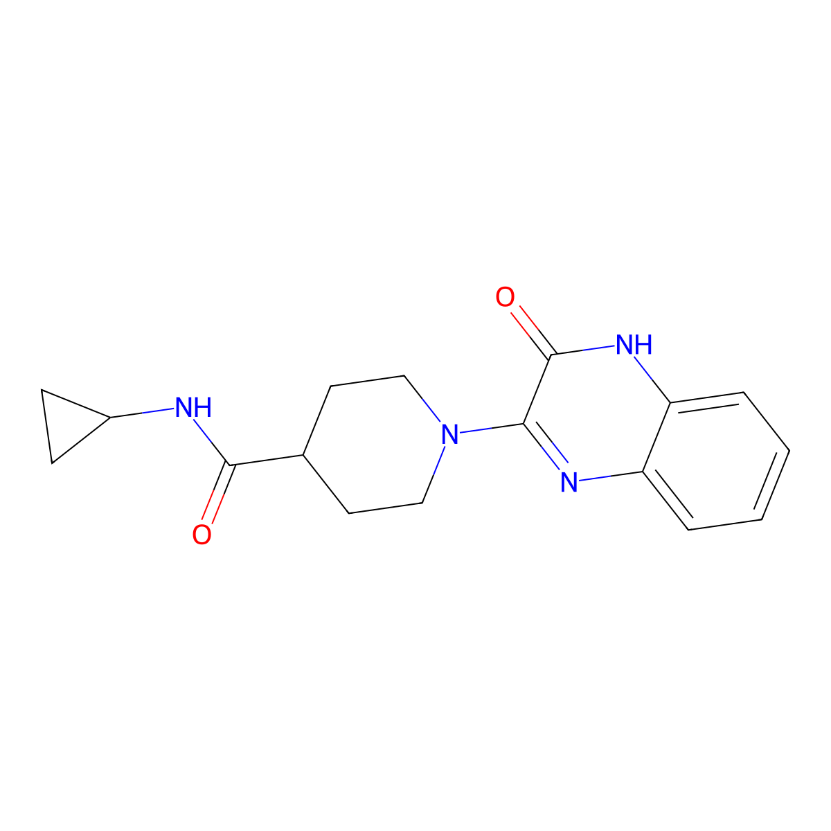 N-cyclopropyl-1-(3-oxo-3,4-dihydroquinoxalin-2-yl)piperidine-4-carboxamide molecular structure, CAS 1207041-47-1