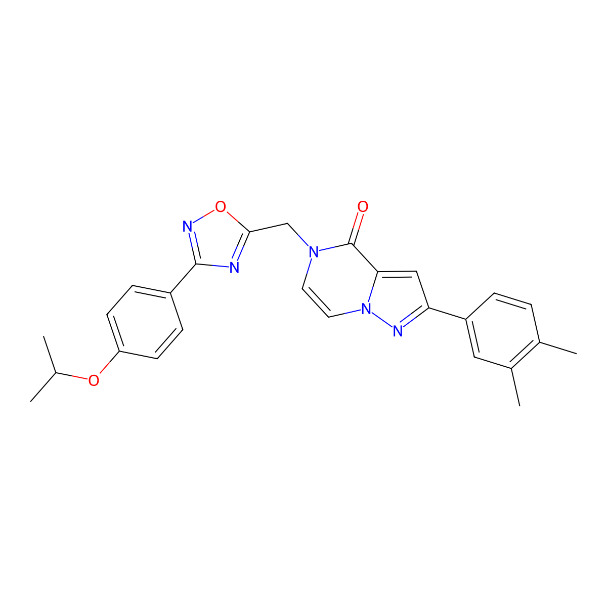 2-(3,4-dimethylphenyl)-5-((3-(4-isopropoxyphenyl)-1,2,4-oxadiazol-5-yl)methyl)pyrazolo[1,5-a]pyrazin-4(5H)-one molecular structure, CAS 1207041-50-6