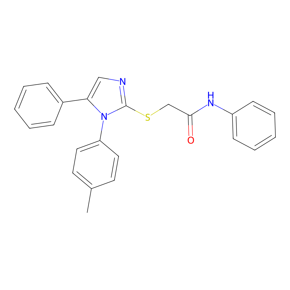 N-phenyl-2-((5-phenyl-1-(p-tolyl)-1H-imidazol-2-yl)thio)acetamide molecular structure, CAS 1207041-52-8