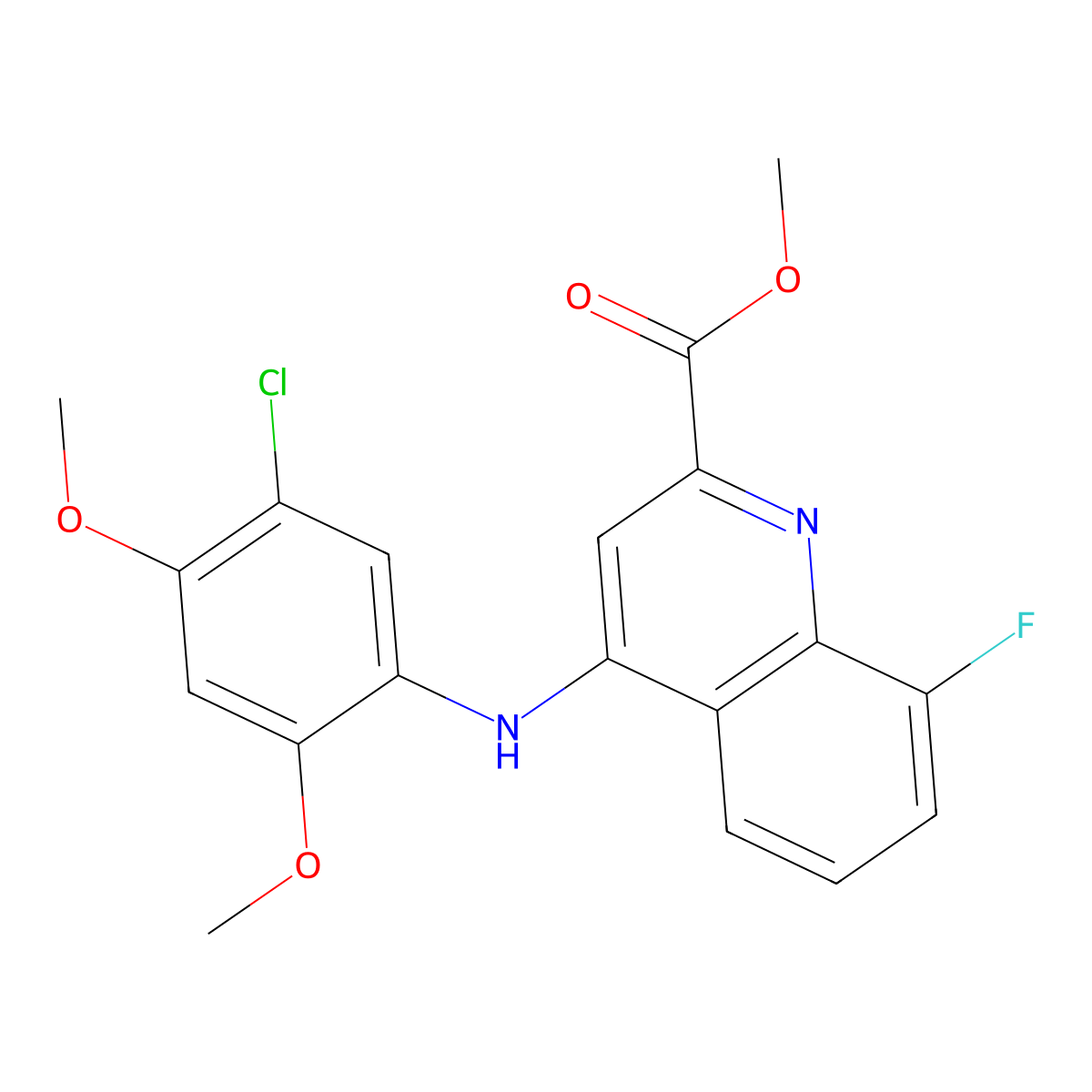 Methyl 4-[(5-chloro-2,4-dimethoxyphenyl)amino]-8-fluoroquinoline-2-carboxylate molecular structure, CAS 1207041-53-9