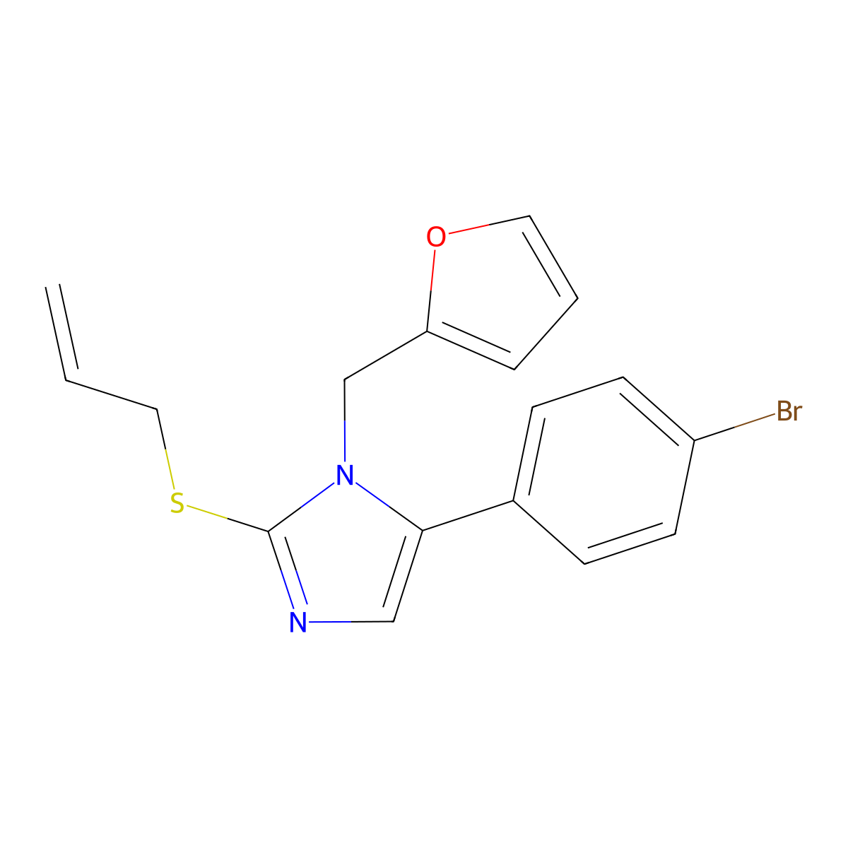 2-(allylthio)-5-(4-bromophenyl)-1-(furan-2-ylmethyl)-1H-imidazole molecular structure, CAS 1207041-55-1