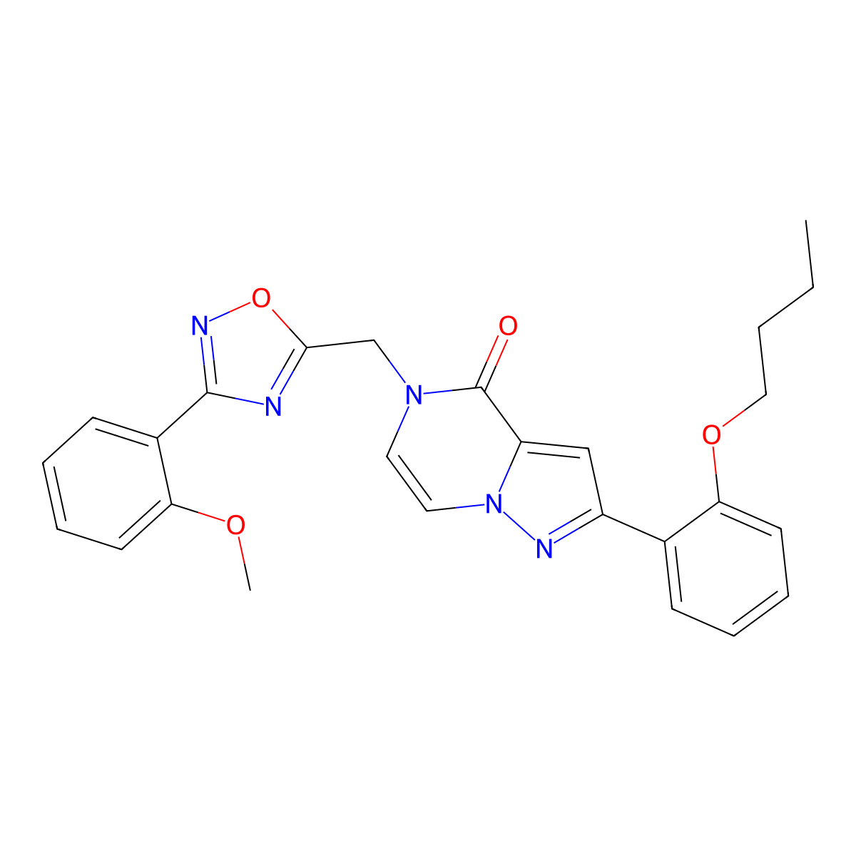 2-(2-butoxyphenyl)-5-((3-(2-methoxyphenyl)-1,2,4-oxadiazol-5-yl)methyl)pyrazolo[1,5-a]pyrazin-4(5H)-one molecular structure, CAS 1207041-63-1
