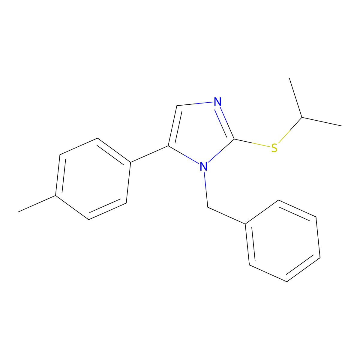 1-benzyl-2-(isopropylthio)-5-(p-tolyl)-1H-imidazole molecular structure, CAS 1207041-67-5