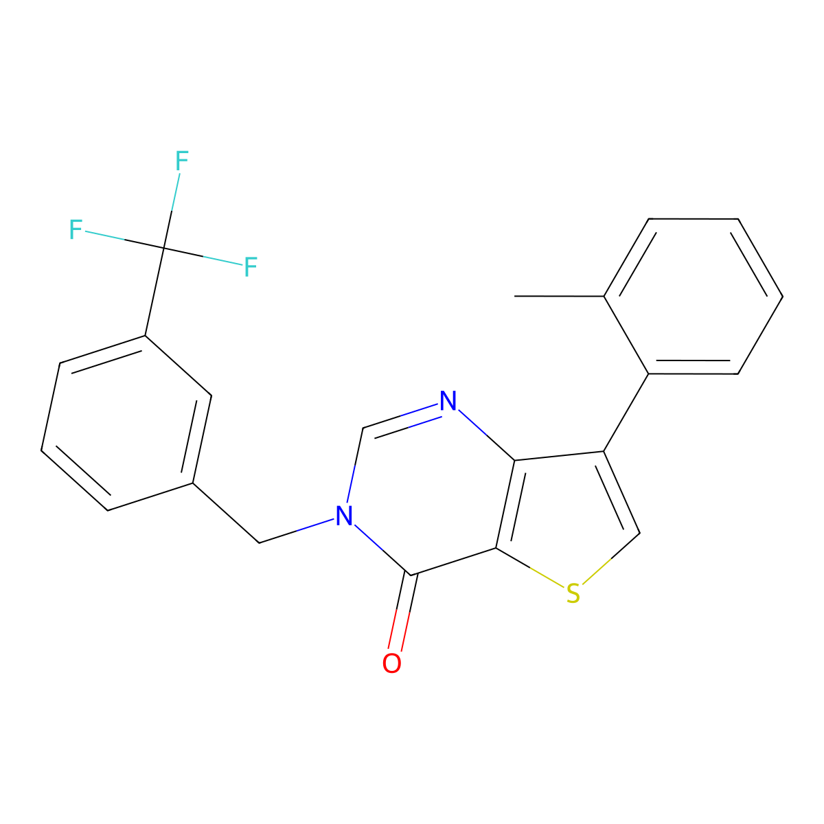 7-(2-methylphenyl)-3-[3-(trifluoromethyl)benzyl]thieno[3,2-d]pyrimidin-4(3H)-one molecular structure, CAS 1207041-70-0