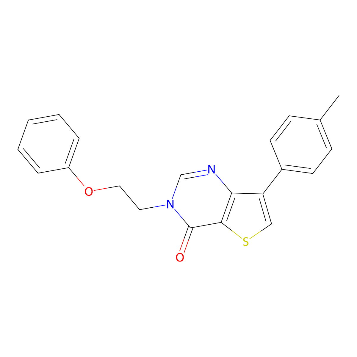 7-(4-methylphenyl)-3-(2-phenoxyethyl)thieno[3,2-d]pyrimidin-4(3H)-one molecular structure, CAS 1207041-91-5