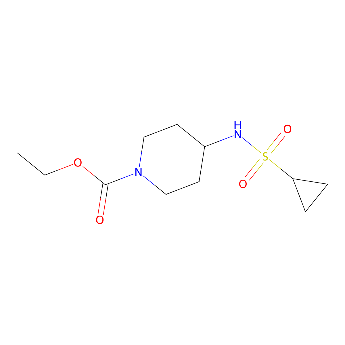 Ethyl 4-cyclopropanesulfonamidopiperidine-1-carboxylate molecular structure, CAS 1207041-92-6